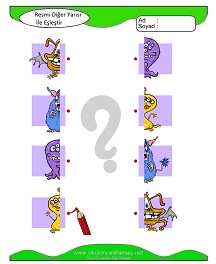Resmi Diğer Yarısı ile Eşleştir Çalışma Sayfaları